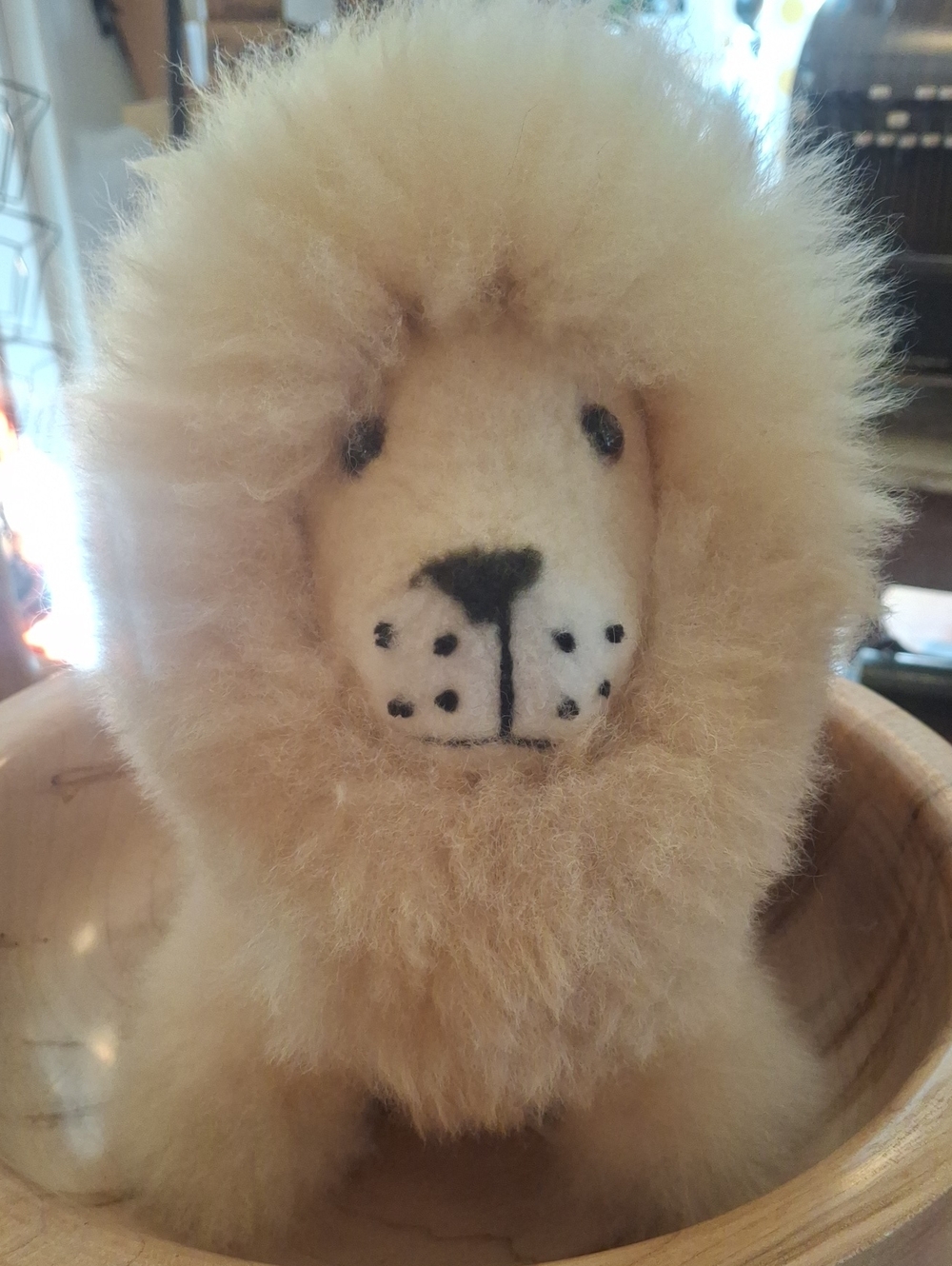 Plush Alpaca Fur Cream Lion Stuffed Toy - Soft Fluffy Mane